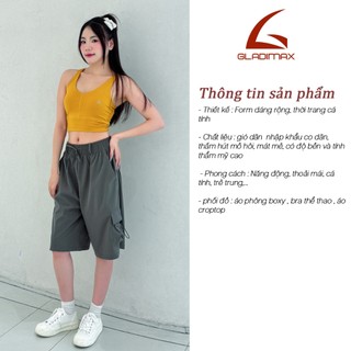 GLADIMAX Quần Nữ Cargo Ống Rộng GD162 -Dáng Lửng Thời Trang&Túi Hộp -Chất Liệu Gió Dãn Cao CấpThoáng