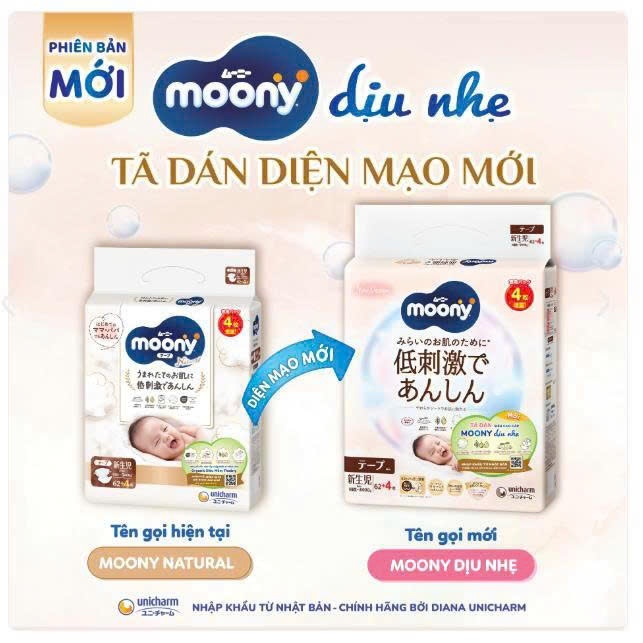 Bỉm dán, Bỉm quần Moony Natural cho bé, nhập khẩu chính hãng của Unicharm