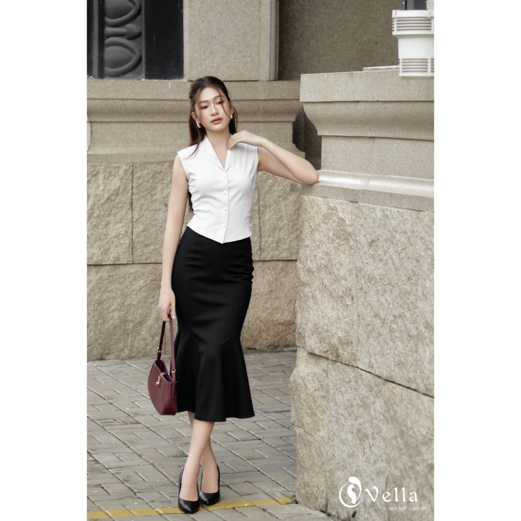 Chân váy đuôi cá công sở màu đen dáng ôm tôn dáng – Vella Fashion VV24108