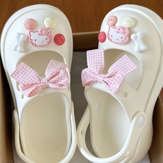 Dép sục nữ đế cao 4cm form Mary Jane kèm 12 Sticker Mèo nơ hồng kiểu sandal Mita CS-18