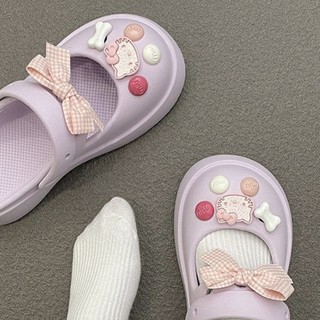 Dép sục nữ đế cao 4cm form Mary Jane kèm 12 Sticker Mèo nơ hồng kiểu sandal Mita CS-18