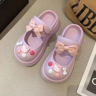 Dép sục nữ đế cao 4cm form Mary Jane kèm 12 Sticker Mèo nơ hồng kiểu sandal Mita CS-18