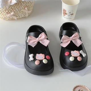 Dép sục nữ đế cao 4cm form Mary Jane kèm 12 Sticker Mèo nơ hồng kiểu sandal Mita CS-18