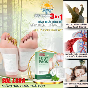 Miếng Dán Thải Độc Cơ Thể Sol Lora Hộp 10 Miếng - Hỗ Trợ Thải Độc, Giảm Đau Nhức, Chân Lạnh, Lưu Thông Máu | Sun Shop