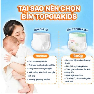 Tã/Bỉm Quần Dán Em Bé TOPGIA  Hỗ Trợ Kháng Khuẩn, Chống Tràn,Thấm Hút Tốt Khô Thoáng Cả Ngày