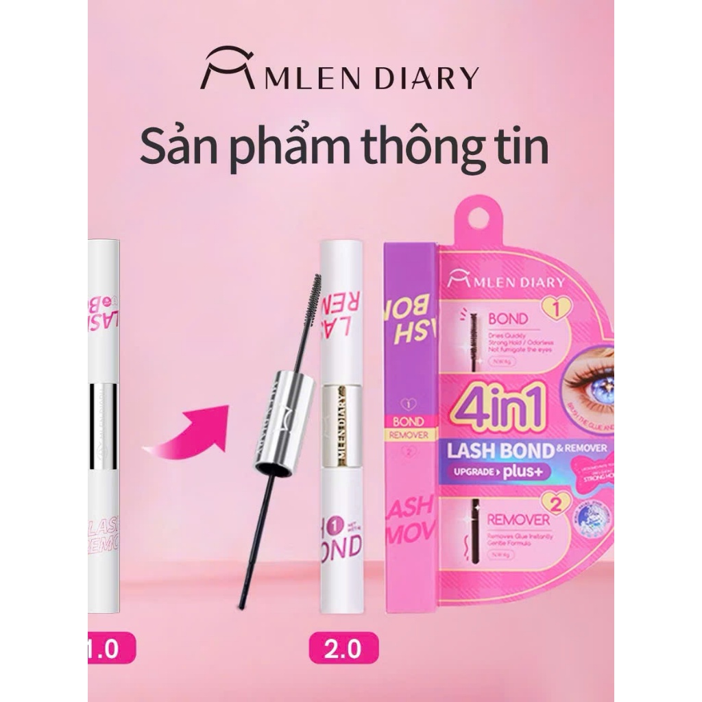 MLEN DIARY Keo 2 đầu Mascara 4in1 KEO Kết Hợp Dung Dịch Tẩy Keo | NHÍM HOUSE