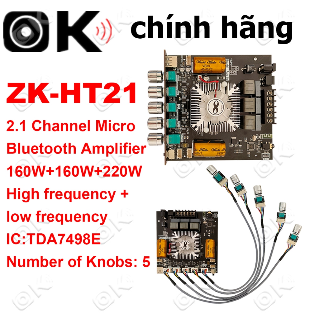 Okdiy Mạch loa 2.1 ZK-HT21 Mô-đun bộ khuếch đại công mạch khuếch đại âm