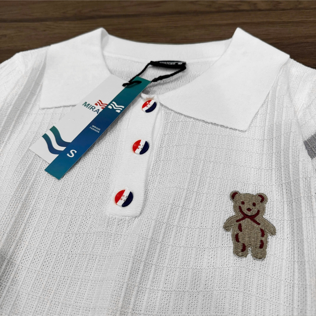 Áo Len Mirage Trắng Sọc Tay Local Brand Chất Len Mongtoghi Mềm Mịn Thoáng Mát.