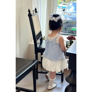 [B&G] Sét váy áo kẻ xanh, đỏ ren phối chân váy bí trắng dễ thương cho bé gái từ 12-45kg(2-12 tuổi)