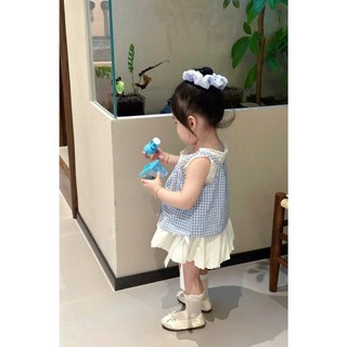 [B&G] Sét váy áo kẻ xanh, đỏ ren phối chân váy bí trắng dễ thương cho bé gái từ 12-45kg(2-12 tuổi)