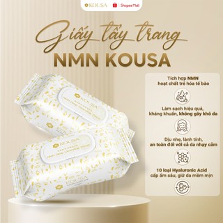 Khăn ướt tẩy trang NMN KOUSA sạch sâu cấp ẩm với 10 loại HA và hỗ trơ dưỡng sáng da