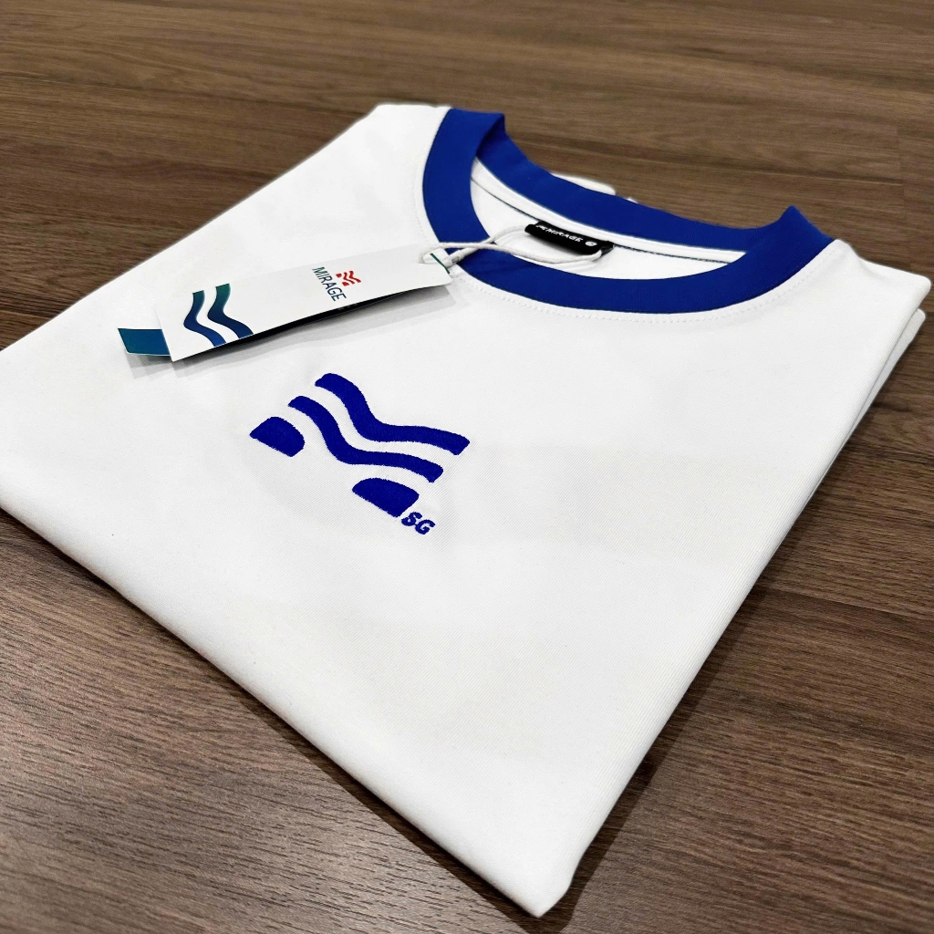 Áo Thun Mirage Trắng Logo Xanh Trendy Local Brand Chất 100% Cotton Mềm Mịn Thoáng Mát.