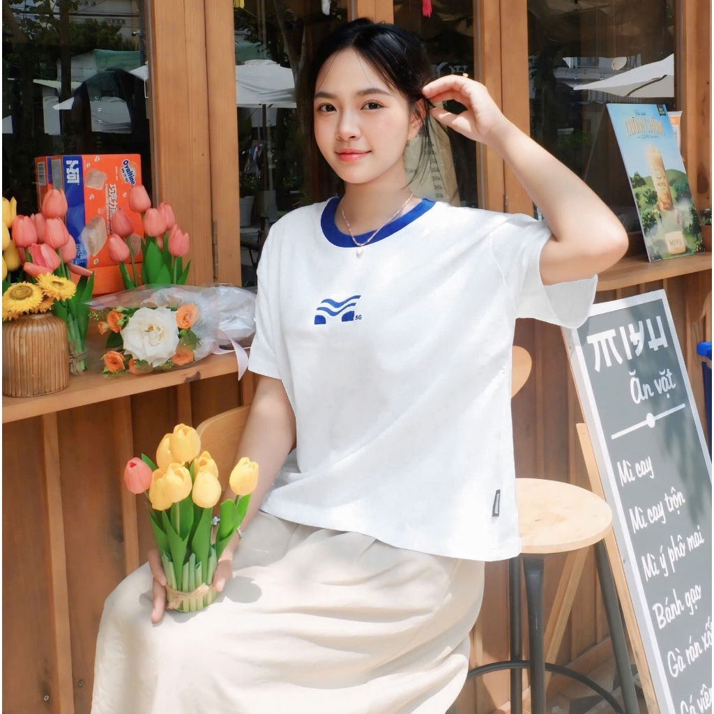 Áo Thun Mirage Trắng Logo Xanh Local Brand Chất 100% Cotton Mềm Mịn Thoáng Mát.