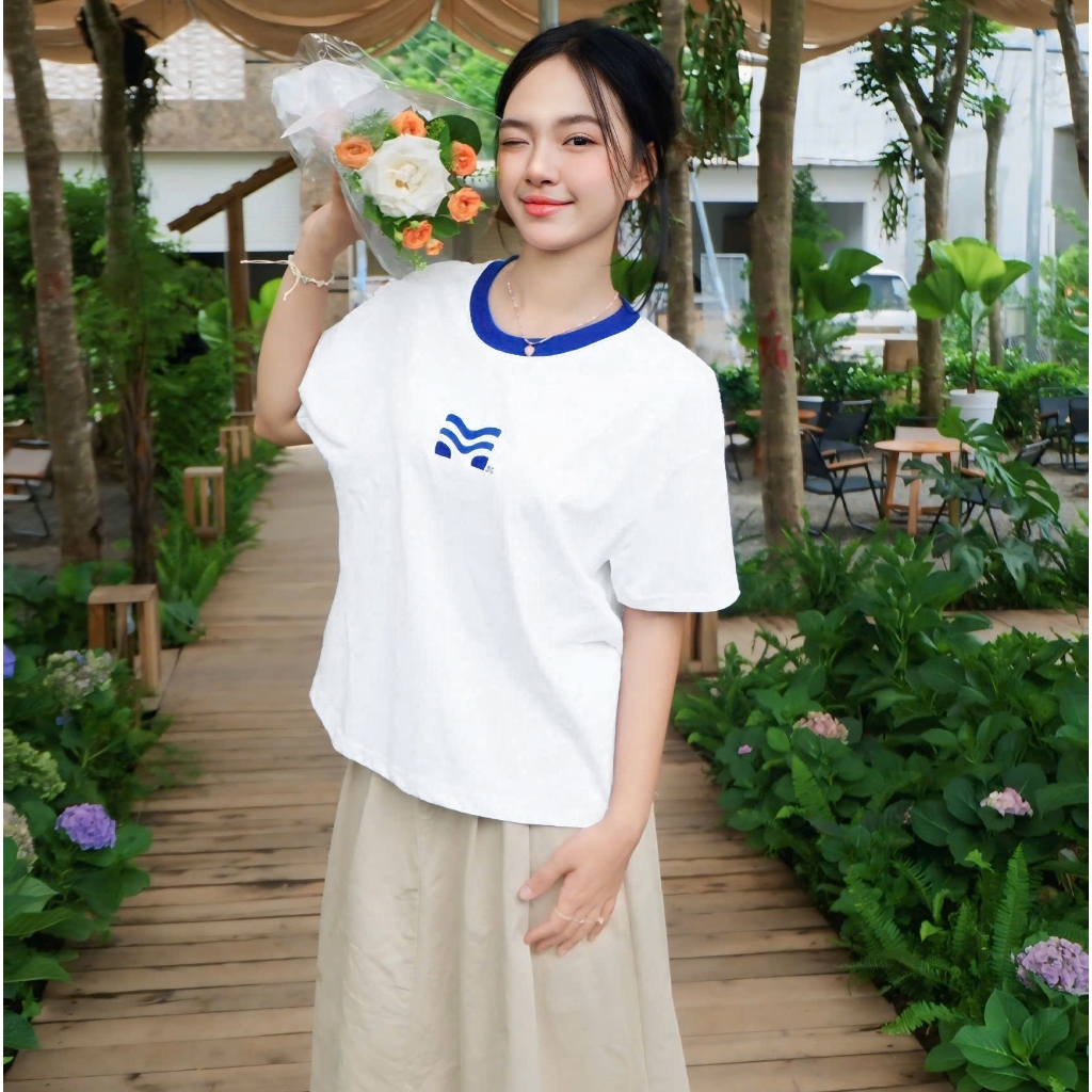 Áo Thun Mirage Trắng Logo Xanh Local Brand Chất 100% Cotton Mềm Mịn Thoáng Mát.