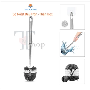 Cây Cọ Cước Chà Toilet, Cọ Chà Bồn Cầu Đầu Tròn Lông Cước Dầy Dặn Cán Inox MEGAHOME Hộp Đựng Kiểu Dán Tường