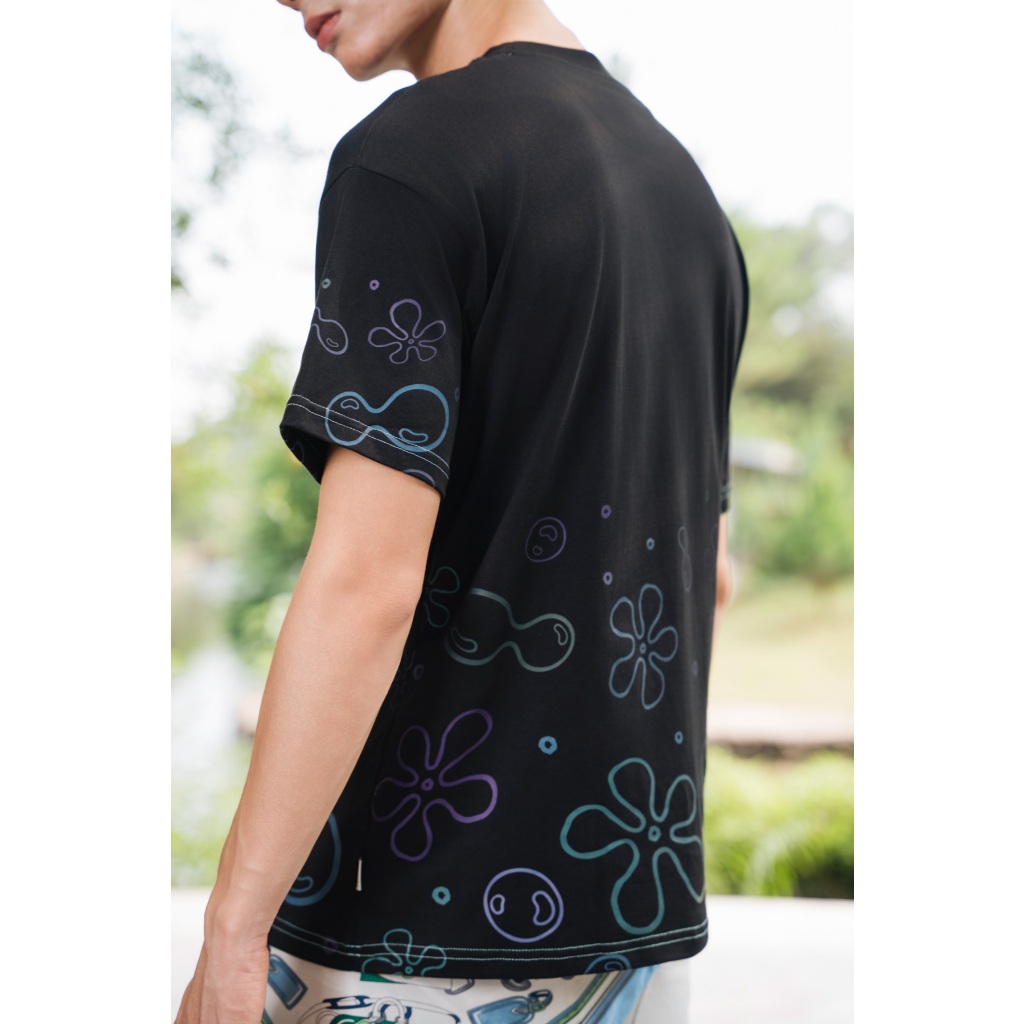 Áo Thun BOO Unisex Overfit Cotton In tràn Họa Tiết Bọt Biển Hoạt Hình