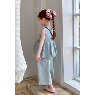 [B&G] Sét bộ jean bò áo sát nách kèm quần lửng cho bé gái từ 12-45kg(2-12 tuổi)