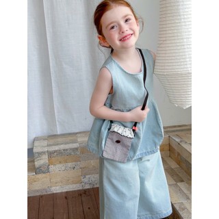 [B&G] Sét bộ jean bò áo sát nách kèm quần lửng cho bé gái từ 12-45kg(2-12 tuổi)