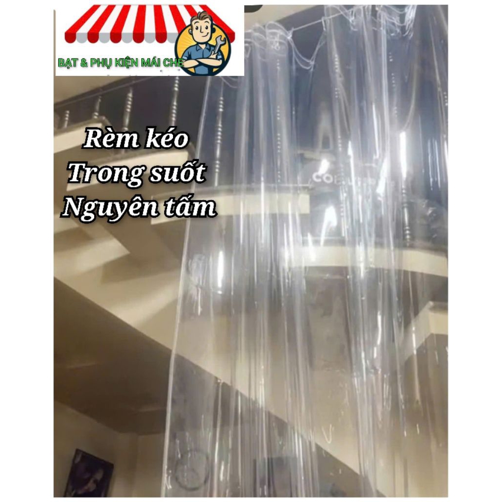 (Đầy đủ phụ kiện) Rèm trong suốt ngăn lạnh/ Rèm kéo PVC trong suốt che ...