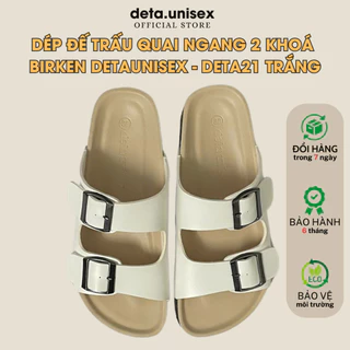 Dép đế trấu quai ngang 2 khoá Birken phong cách văn phòng DETAUNISEX - DETA21 TRẮNG