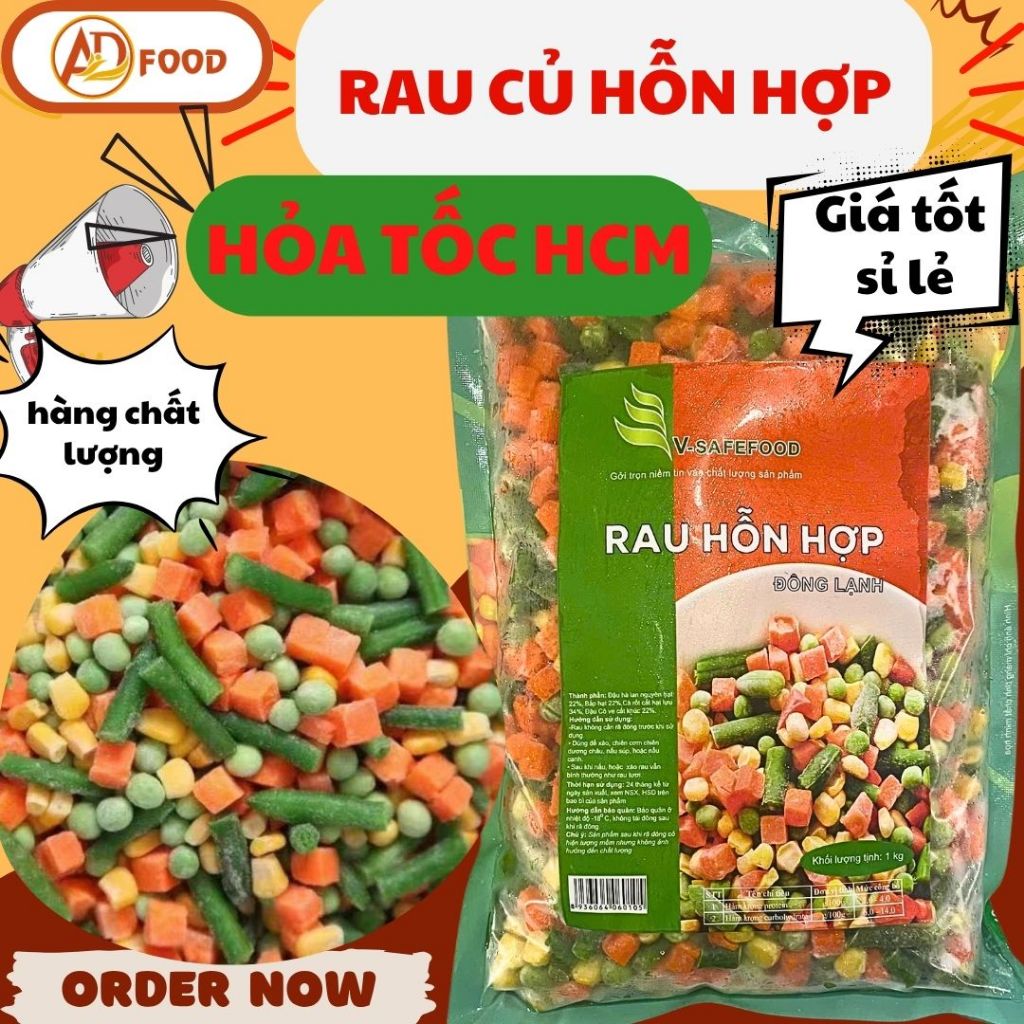 Rau củ hỗn hợp cắt sẵn gói 1kg