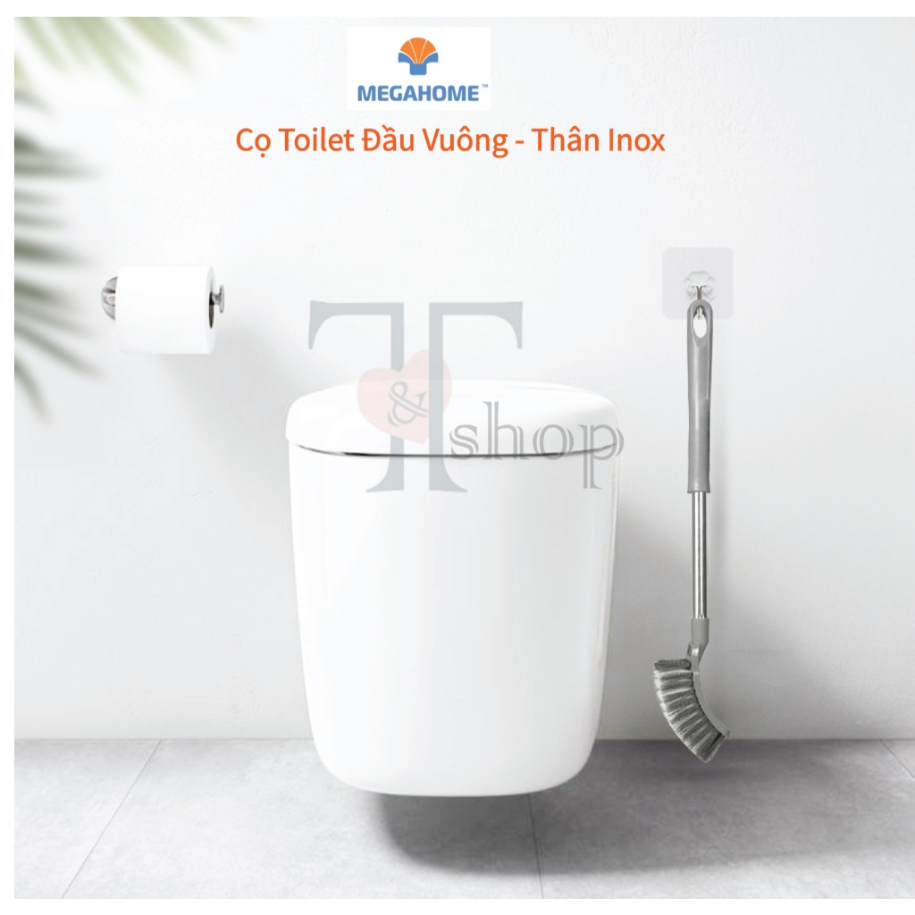 [HOẢ TỐC] Cây Cọ Chà Toilet Đầu Vuông MEGAHOME Cọ Chà Bồn Cầu Chất Liệu Lông Cước, Dầy Dặn, Cán Inox