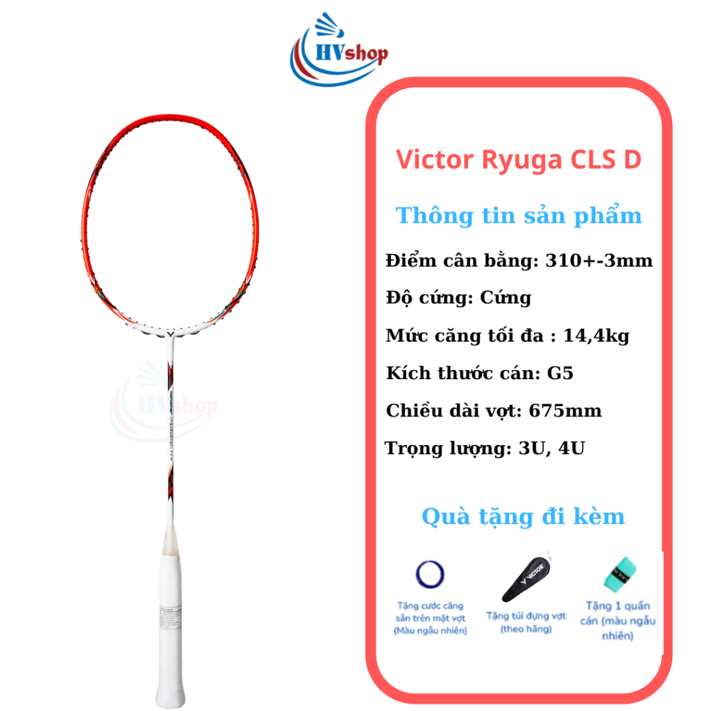 Vợt cầu lông Victor Ryuga CLS C, D, J chính hãng, bảo hành 03 tháng, bao đơn, quấn cán - HVShop