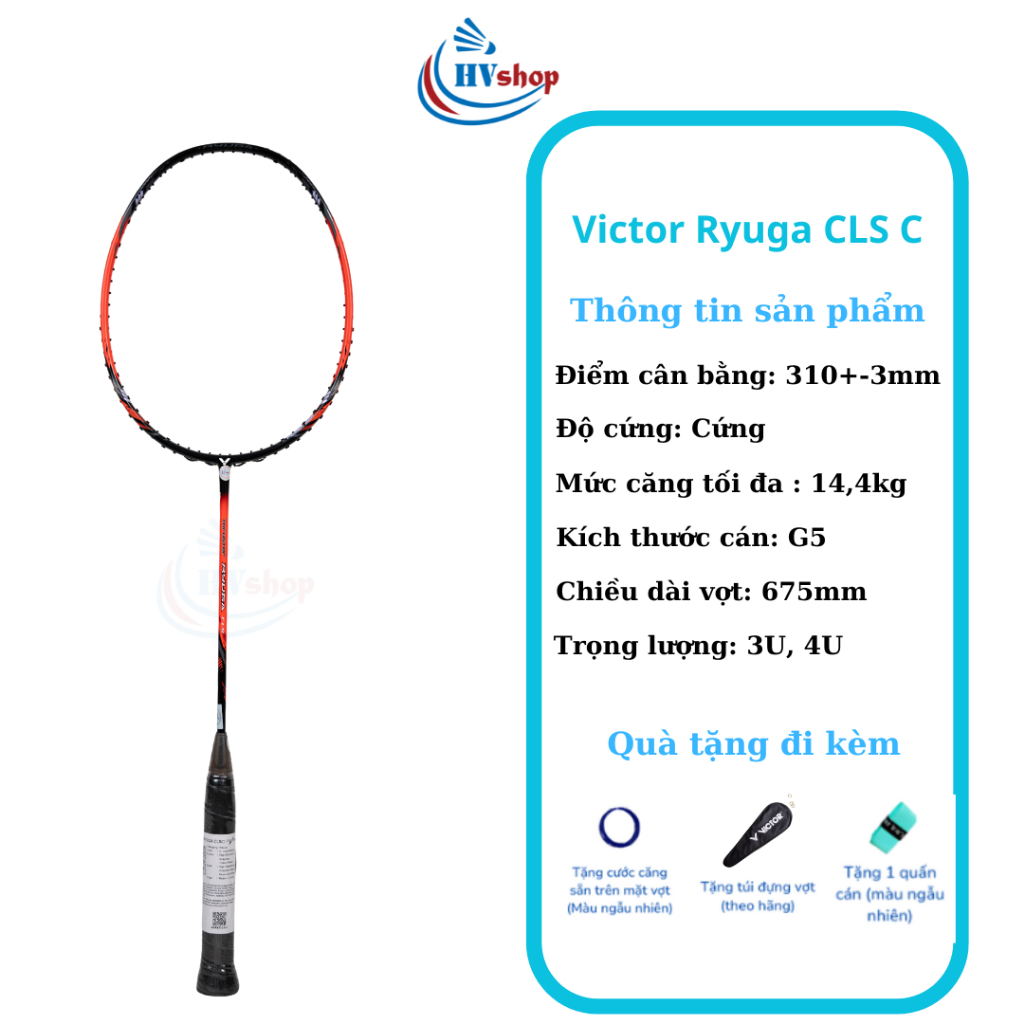 Vợt cầu lông Victor Ryuga CLS C, D, J chính hãng, bảo hành 03 tháng, bao đơn, quấn cán - HVShop