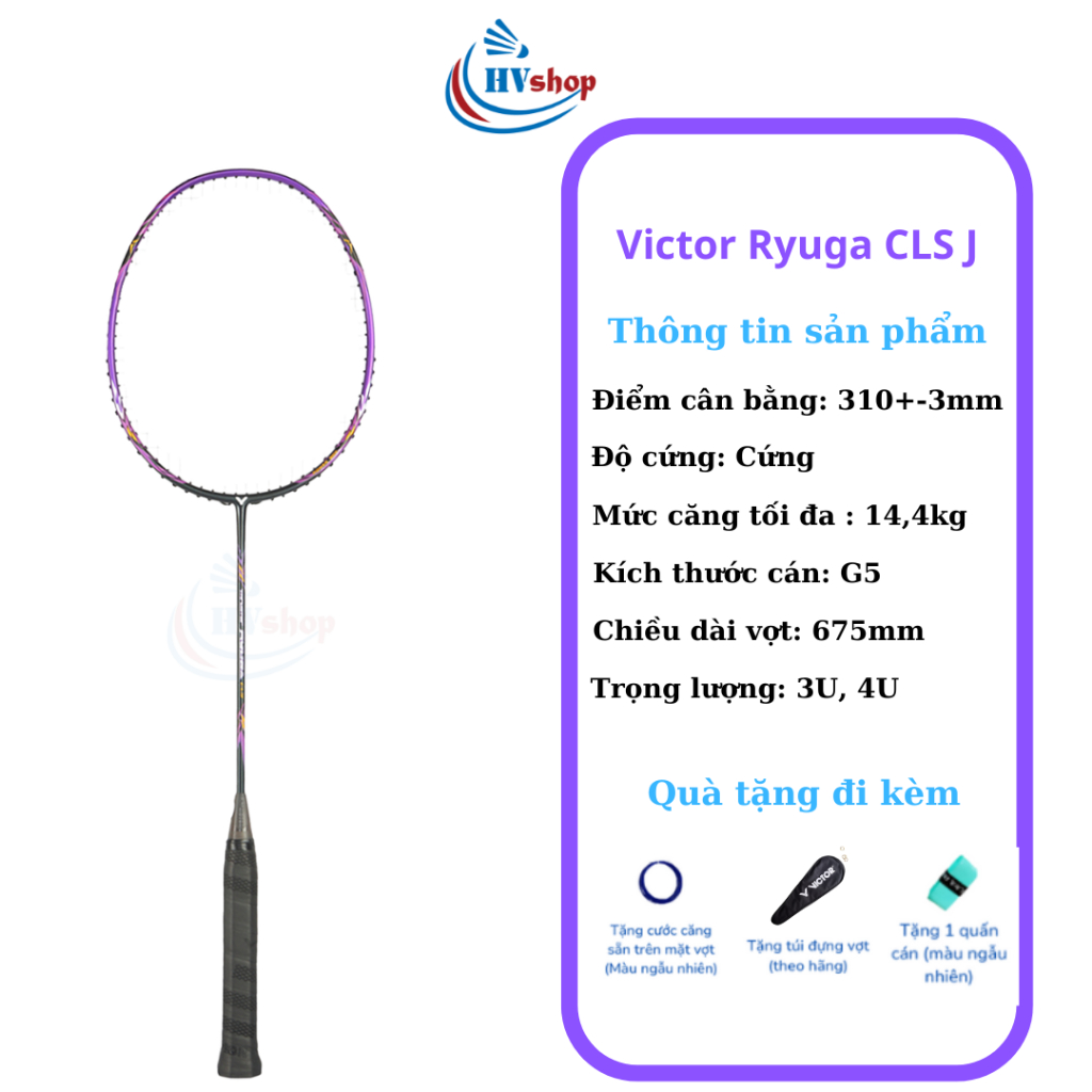 Vợt cầu lông Victor Ryuga CLS C, D, J chính hãng, bảo hành 03 tháng, bao đơn, quấn cán - HVShop