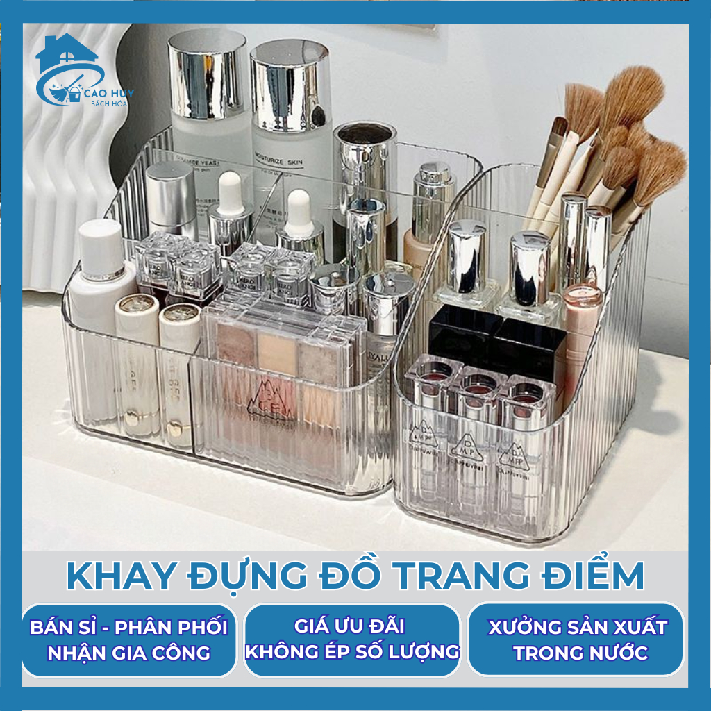 Khay Đựng Mỹ Phẩm Để Bàn Mini, Kệ Đựng Mỹ Phẩm Trong Suốt Đựng Son Dụng Cụ Makeup Gọn Gàng