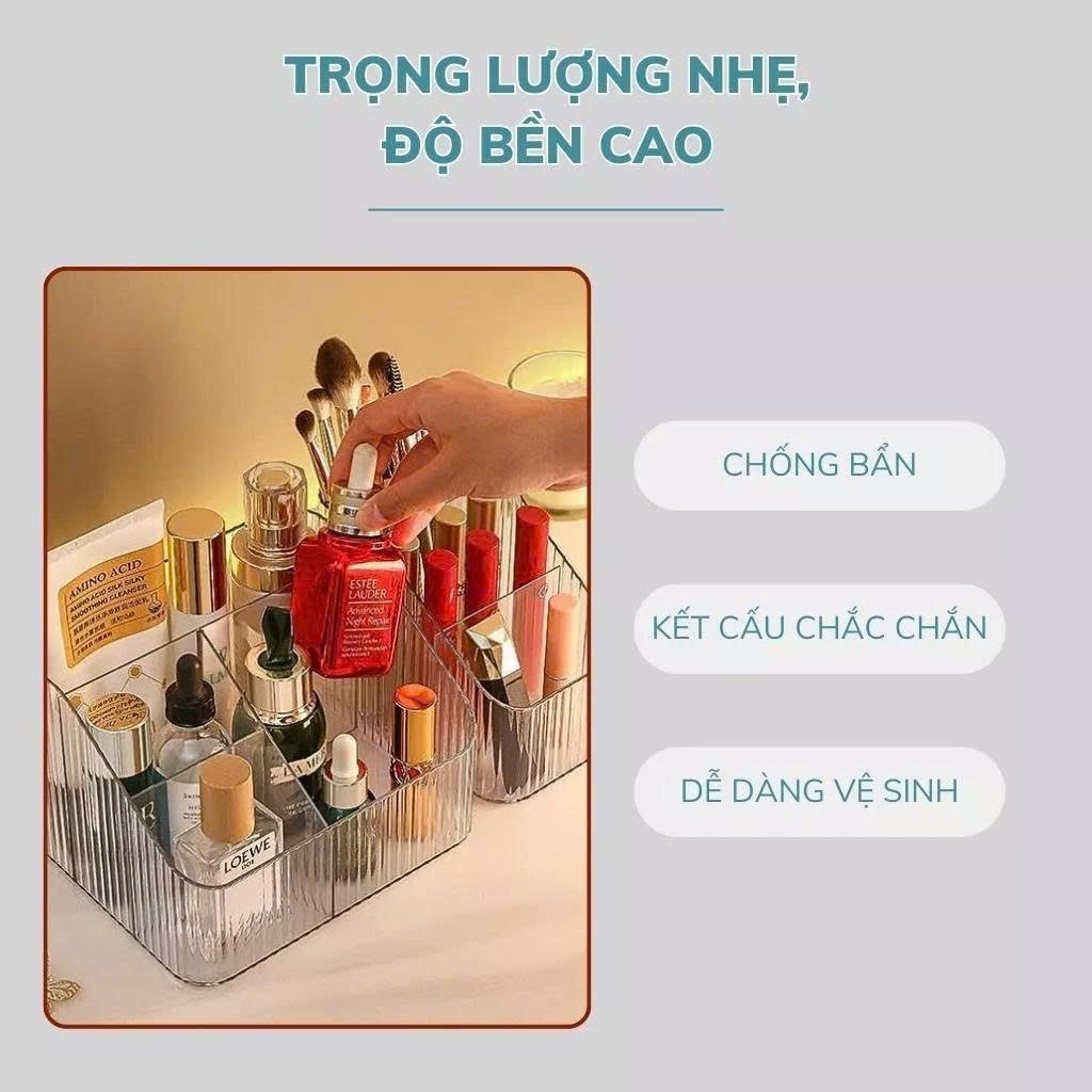 Khay Đựng Mỹ Phẩm Để Bàn Mini, Kệ Đựng Mỹ Phẩm Trong Suốt Đựng Son Dụng Cụ Makeup Gọn Gàng