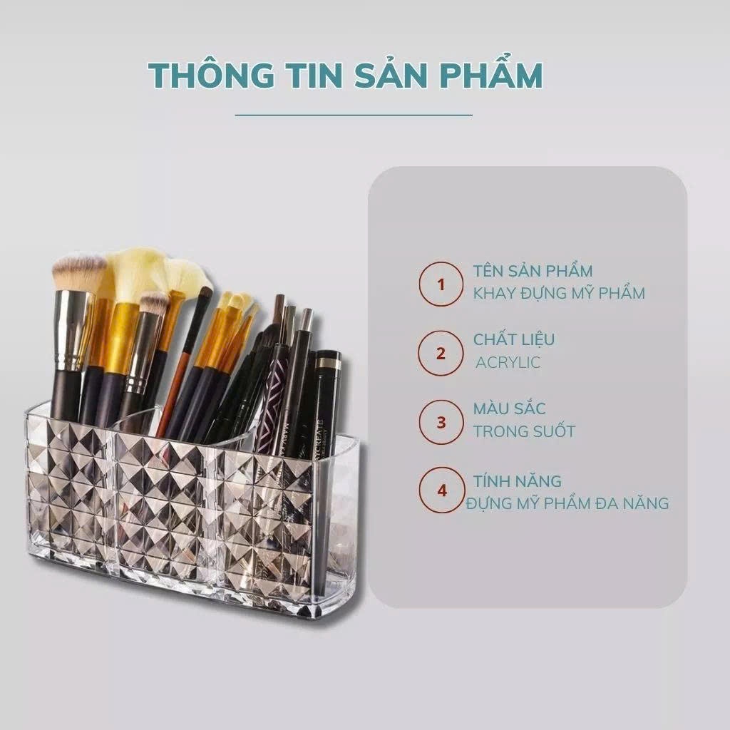 Khay Đựng Mỹ Phẩm Để Bàn Mini, Kệ Đựng Mỹ Phẩm Trong Suốt Đựng Son Dụng Cụ Makeup Gọn Gàng