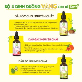 Dầu ăn dặm cho bé Mămmy Cá hồi, Hạt lanh, Olive, Bơ, Gấc, Óc chó bổ sung DHA bé 6 tháng, chai 30ml