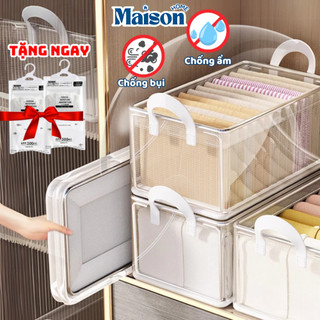Hộp Đựng Quần Áo Gấp Gọn MAISON Chất Liệu Vải Lưới PVC Trong Suốt Khung Thép Sắp Xếp Gọn Gàng