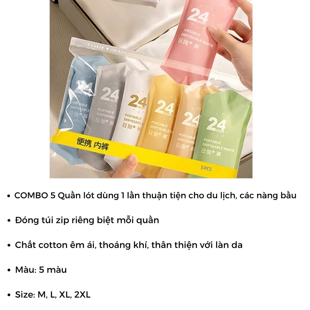 COMBO 15 Quần lót nữ cotton dùng 1 lần triệt khuẩn tiện lợi cho du lịch phụ nữ mang thai LANIXA