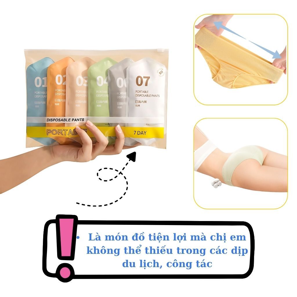 COMBO 15 Quần lót nữ cotton dùng 1 lần triệt khuẩn tiện lợi cho du lịch phụ nữ mang thai LANIXA