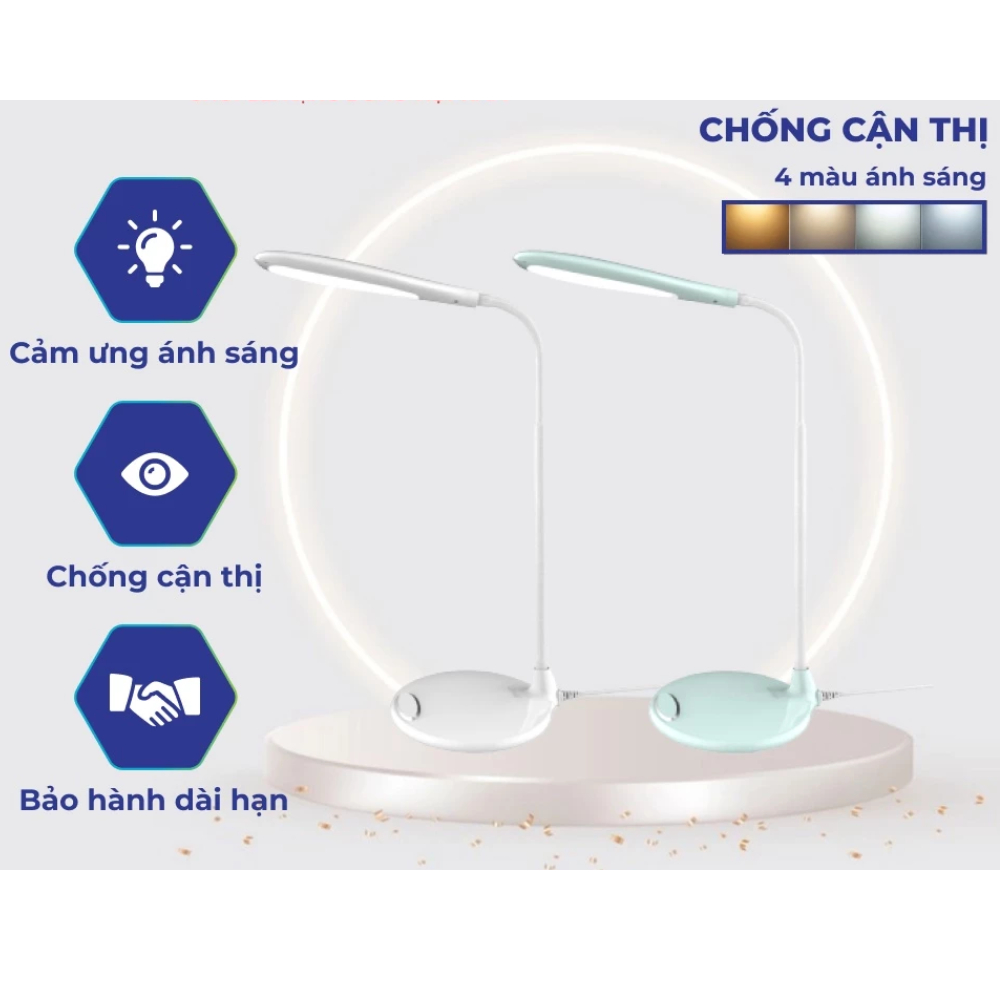 Đèn Học Chống Cận Rạng Đông RD-RL-21 Cảm Ứng Để Bàn, Đọc Sách, Làm Việc, BH 2 Năm
