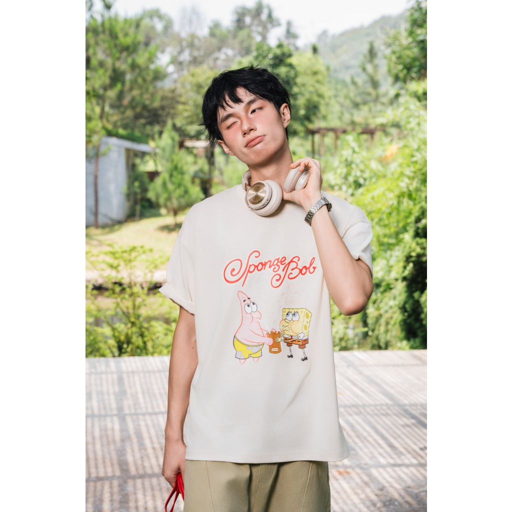 Áo Thun BOO Unisex Cotton In họa tiết Bọt Biển ngộ nghĩnh vui nhộn