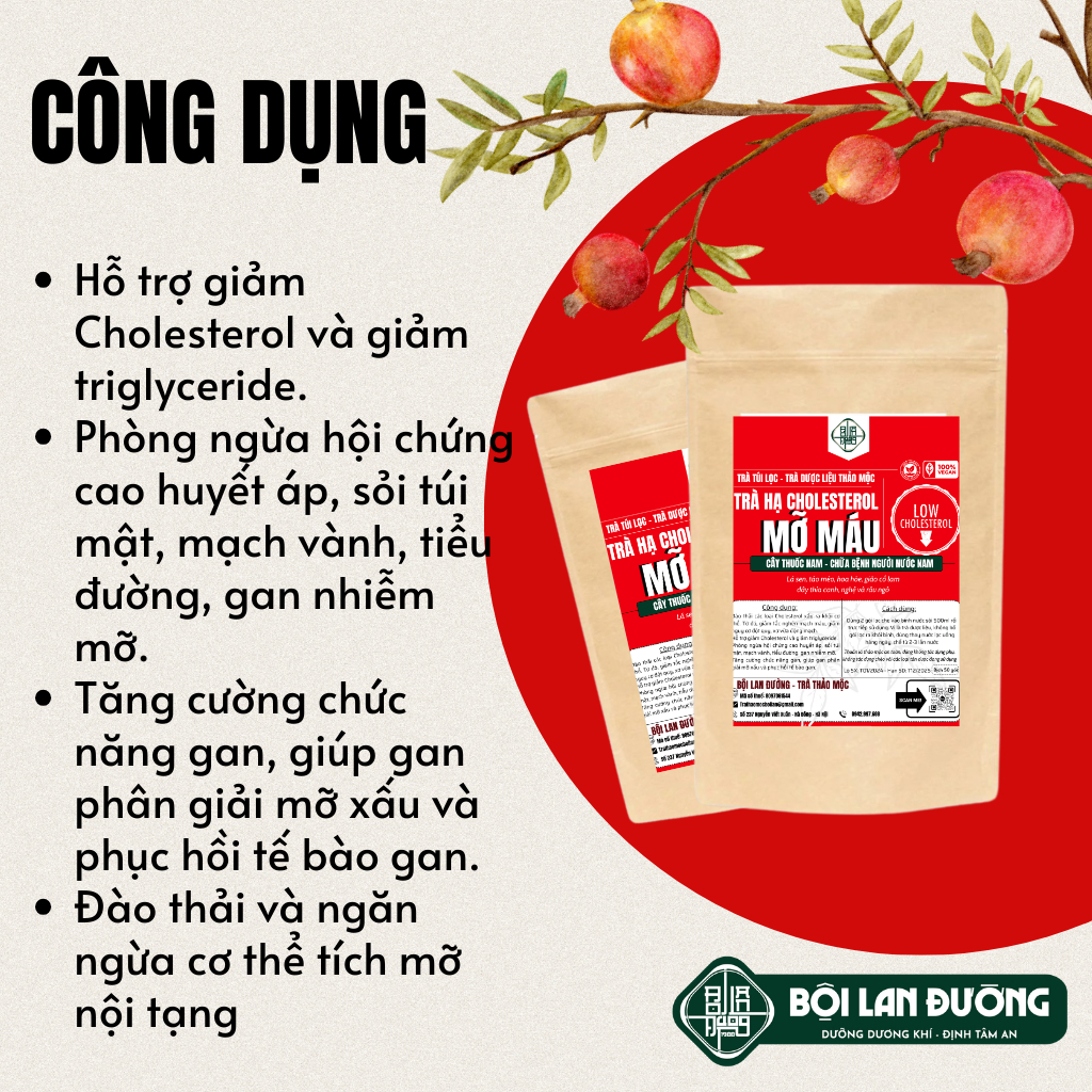 Trà Giảm Mỡ Máu - Bội Lan Đường - Túi 50 lọc