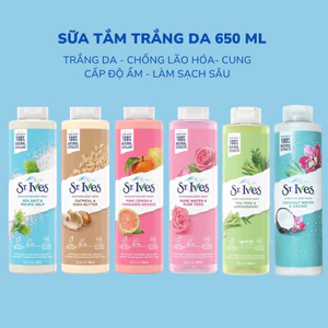 Sữa tắm St.Ives 650ml trắng da cấp ẩm Cam chanh/ Yến Mạch/ Muối biển/ Hoa hồng tẩy tế bào chết nhập khẩu Mỹ Chính hãng