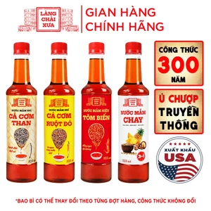 Combo 4 Chai Than Vàng Tôm Chay 3in1 - Nước Mắm Nhỉ Làng Chài Xưa chai nhựa 525ml