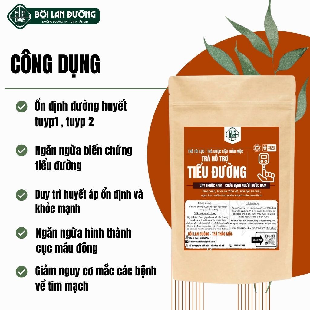Trà Tiểu Đường - Bội Lan Đường - Túi 50 lọc