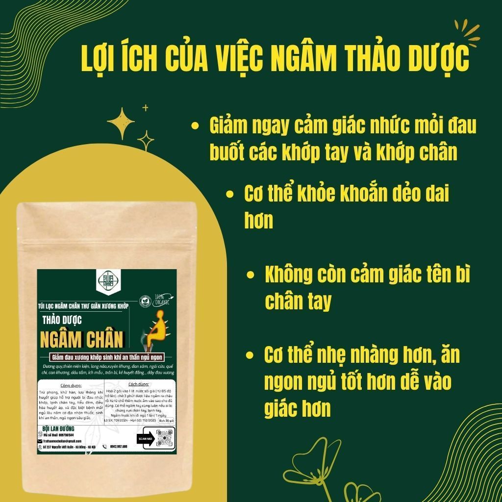 Túi Lọc Ngâm Chân - Bội Lan Đường - Hỗ Trợ Mất Ngủ, Đau Nhức Xương Khớp, Mồ Hôi Chân, Thải Độc