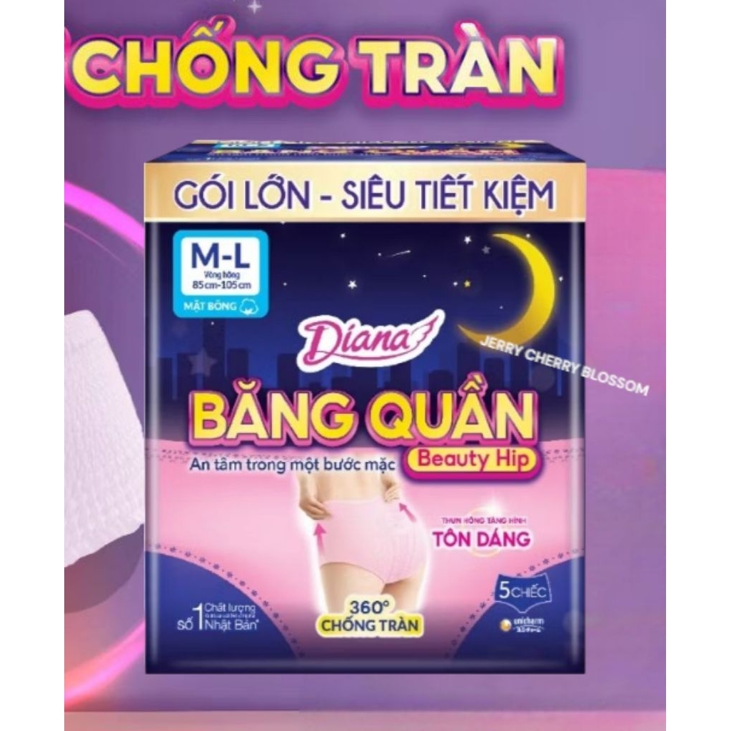 1 gói Băng vệ sinh dạng quần Diana Beauty hip/Kotex 5 chiếc chống tràn 360 độ size ML, XL( hàng tặng hoặc ko tùy chọn)