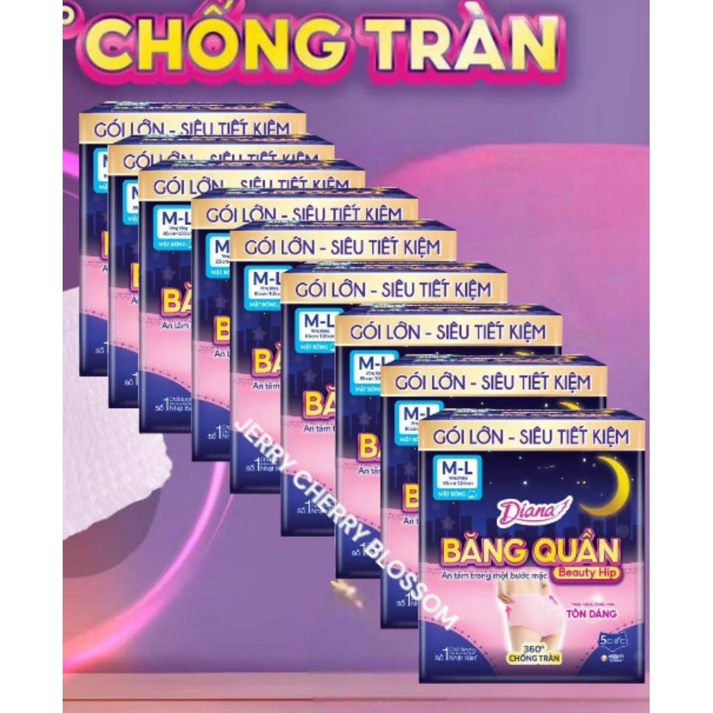 Bộ 10 gói băng vệ sinh dạng quần Diana Beauty hip 5 chiếc size SM/ML/XL