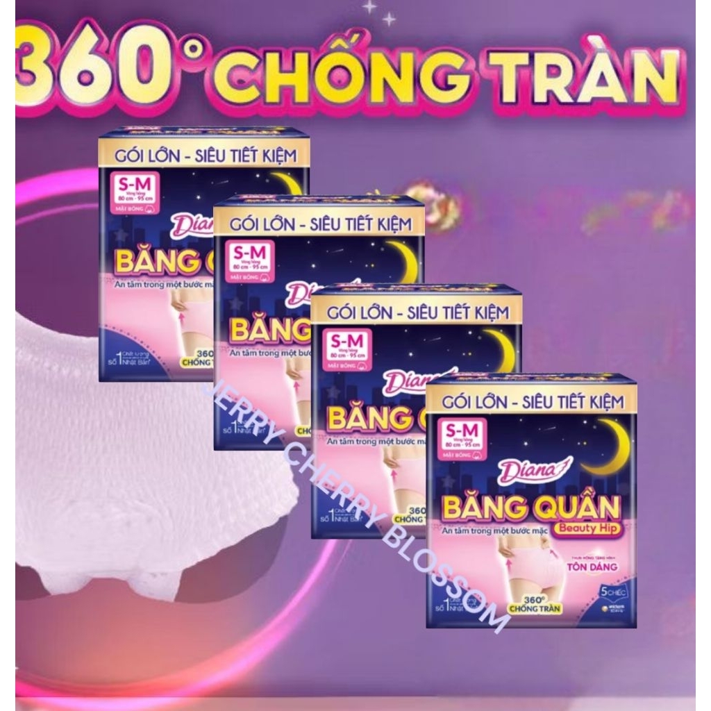 4 GÓI  BĂNG VỆ SINH DẠNG QUẦN DIANA Beauty hip Size SM 5 miếng /gói