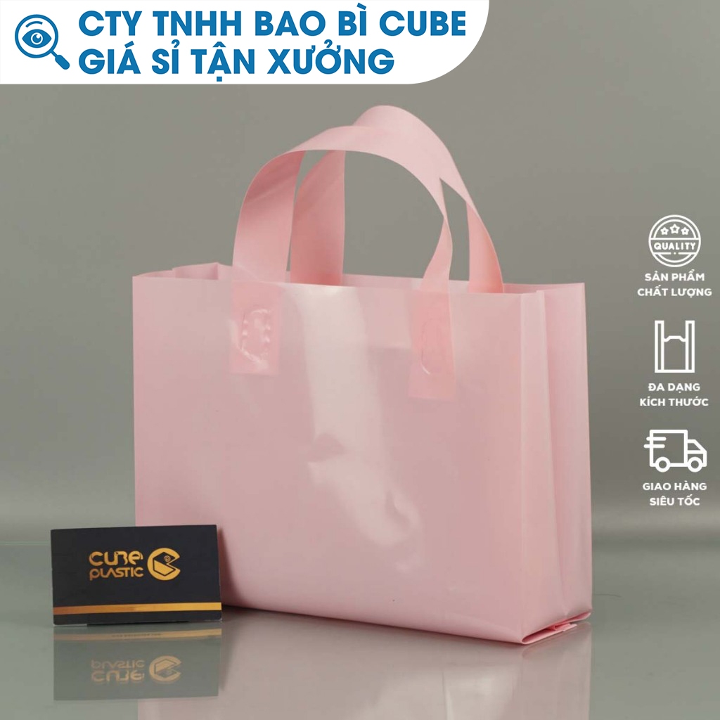 Túi Nilong Quai Ép Vuông PE Hồng Pastel Cao Cấp – CTY BAO BÌ CUBE