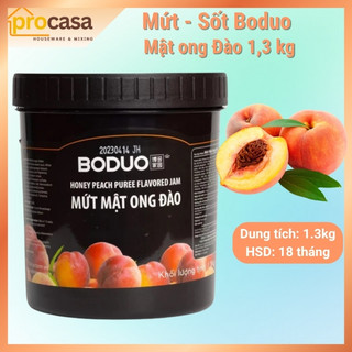 1.3kg - Sốt Mật Ong Đào Boduo - Mứt Đào Pha Chế Trà Sữa, t, Sữa Chua, Đồ Uống - Nguyên Liệu pha chế chính hãng