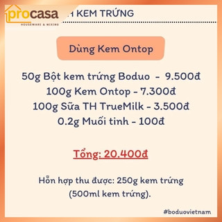 Bột 1kg Boduo Kem trứng - Bột Pha Chế Trà Kem Trứng, Trà Sữa, Đá Xay - Nguyên liệu pha chế chính hãng