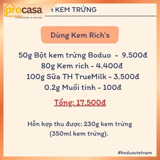 Bột 1kg Boduo Kem trứng - Bột Pha Chế Trà Kem Trứng, Trà Sữa, Đá Xay - Nguyên liệu pha chế chính hãng